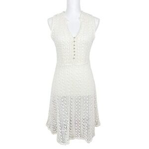 BEYOND the RADAR Crochet Lace Midi Dress Ivory‎ Sleeveless V-Neck Women's M